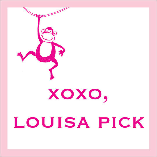 Pink Border Monkey Gift Stickers